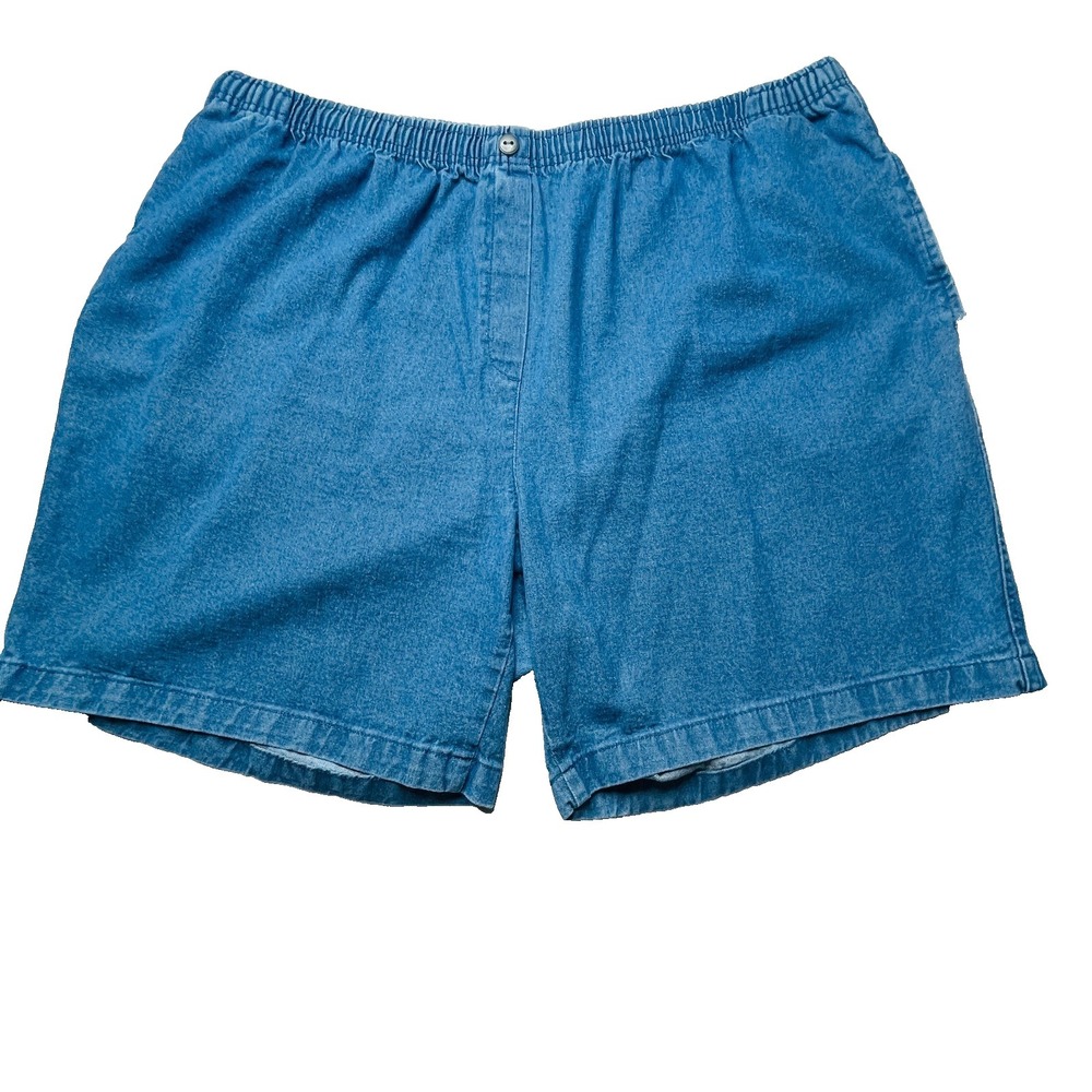 Woman Within Womens 30W Blue Elastic Waist Pull On Denim Shorts Plus Size 30